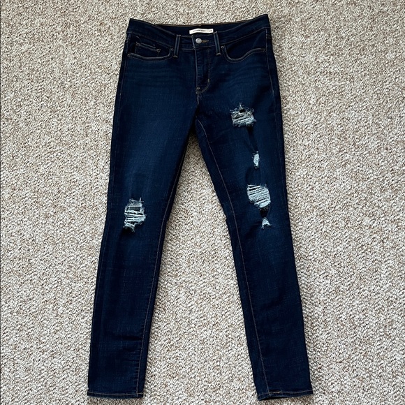 Levi's Women's Dark Wash Distressed 311 Shaping Skinny Jeans - 28x30 - Picture 1 of 7